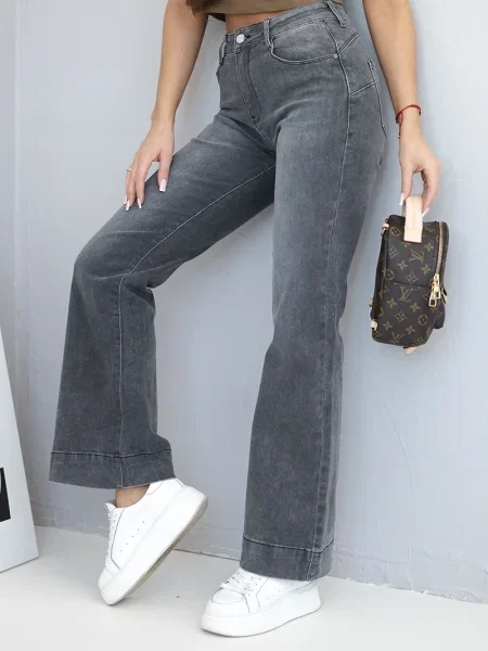 Blugi drepți Kesi cu talie înaltă alb