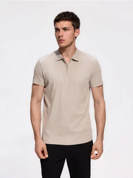 Reserved Tricou polo slim fit deschis gri