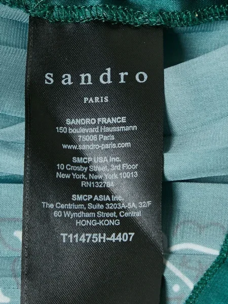 Плисиран топ Sandro с принт с пейсли десен синьо