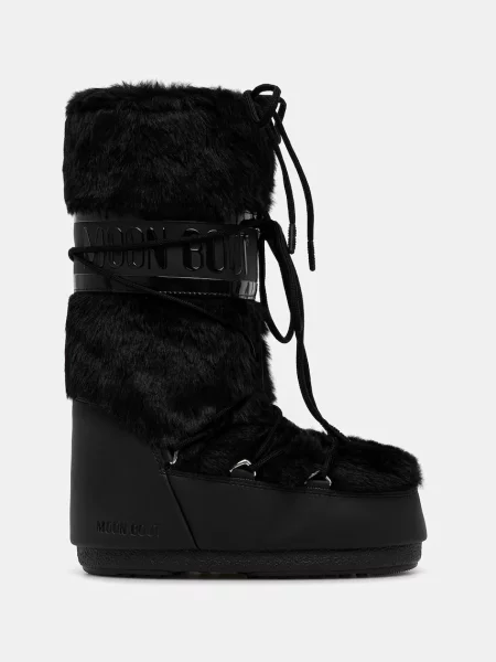 Cizme De Zăpadă Pentru Femei Moon Boot Icon Faux Fur negre