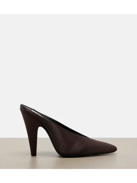 Papuci tip mules Alaïa din satin maro