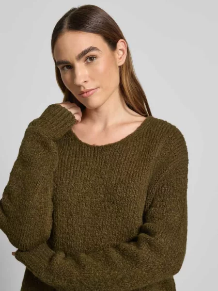 Sweter z dzianiny z okrągłym dekoltem Milano Italy khaki