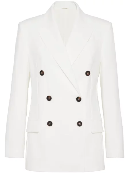 Marynarka Brunello Cucinelli z twillu dwurzędowa biała