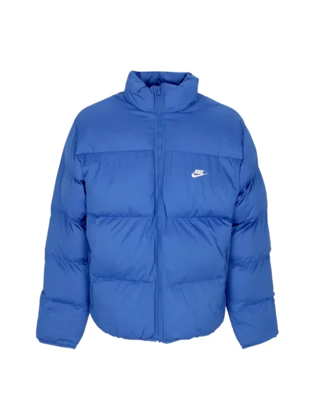 Kurtka puchowa Nike z wysokim kołnierzem niebieska