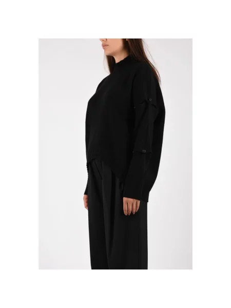 Sweter z golfem Meimeij wełniany do golfa czarny