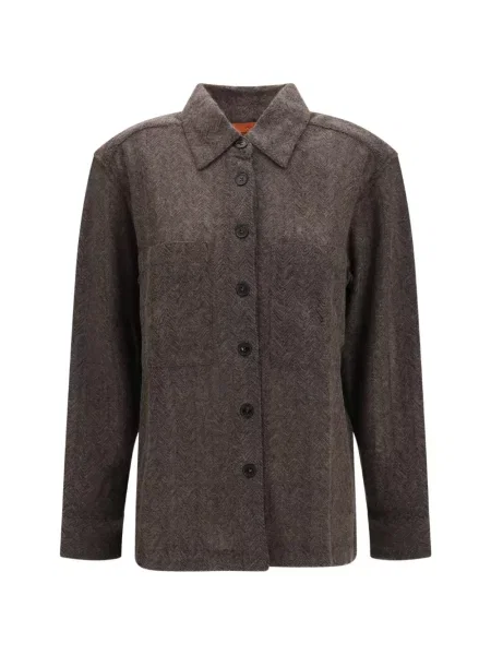 Lung cămașă Missoni cu mâneci lungi maro