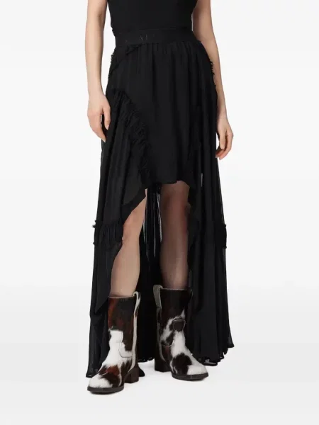 Fustă Allsaints cu volane asimetrică negru