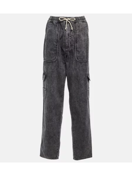 Pantaloni Marant Etoile cu talie înaltă gri