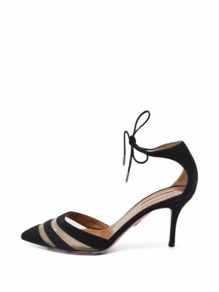 Pantofi cu toc Aquazzura plasă cu legături negru