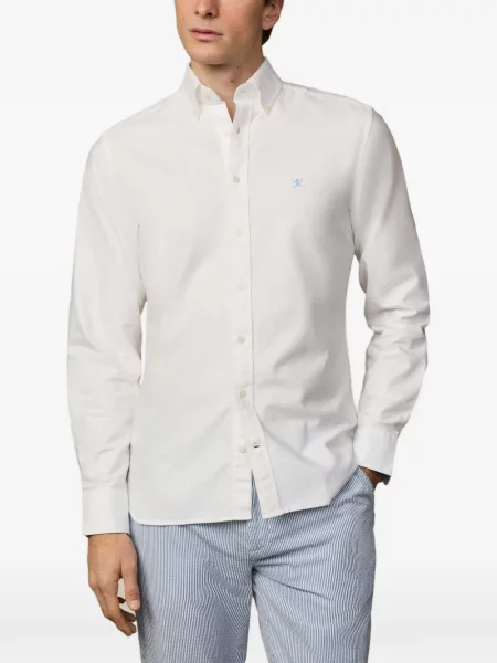 Cămașă Hackett London din țesătură twill alb
