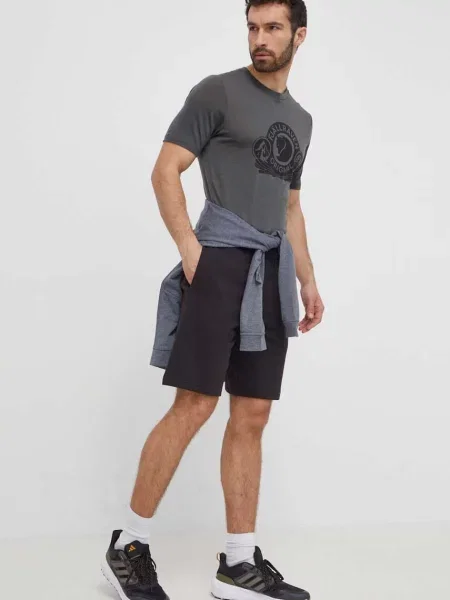 Шерстяная классическая футболка Fjallraven с принтом серая