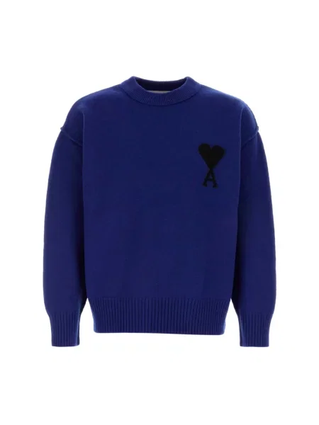 Sweter Ami Paris wełniany niebieski
