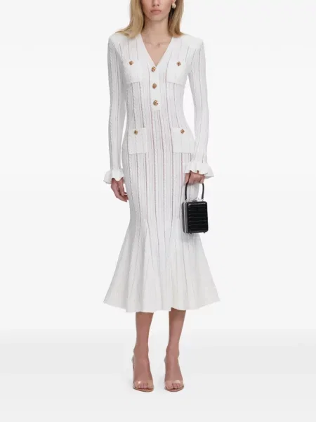 Pletena odgovarati midi haljina Self-portrait iznad koljena bijela