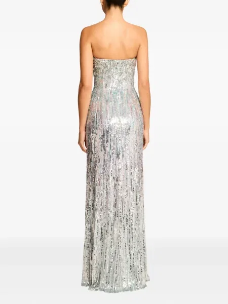 Rochie maxi Jenny Packham cu paiete de costum gri