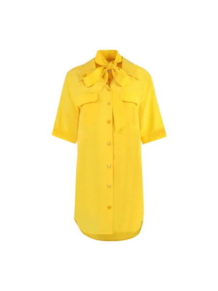 Sukienka koszulowa Equipment z kokardką żółta