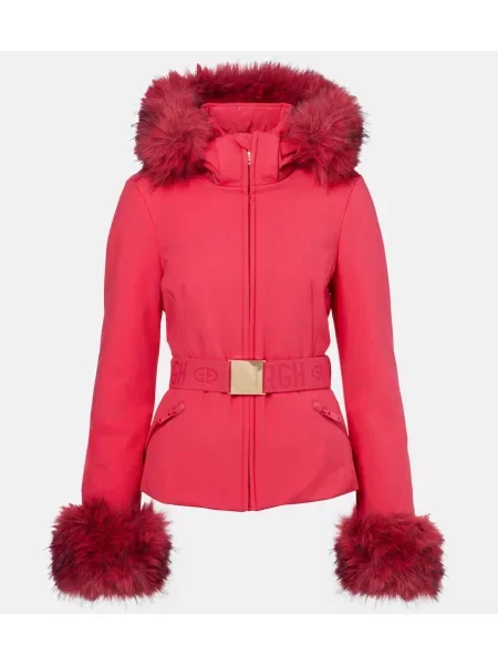 Jeździć na nartach sztuczne futro kurtka narciarska Goldbergh różowa