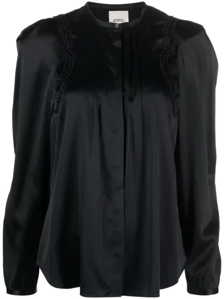 Bluză Isabel Marant plisată din dantelă negru