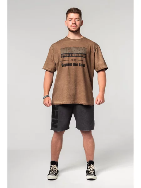 Športové tričko NEBBIA Washed-Off Heritage light brown hnedá