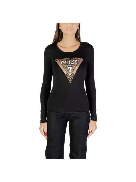 GUESS Tričko tmavě hnědá offwhite černá