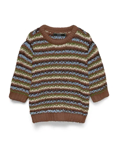 VERO MODA Pulover VMCELLA deschis / maro caramel / maro închis / verde deschis albastru