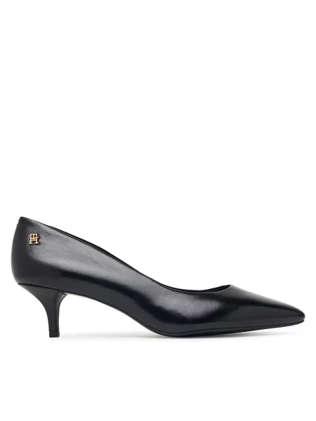 Lodičky Tommy Hilfiger Kitten Heel Court Leather Shoe čierna
