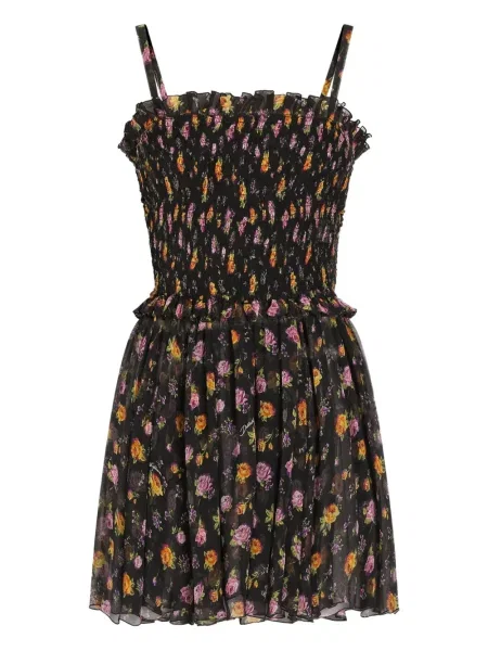 Rochie mini Dolce & Gabbana cu model floral cu volane de costum negru