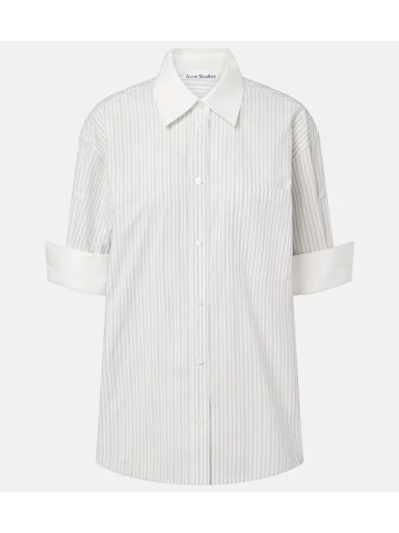 Cămașă Acne Studios cu dungi din poplin alb