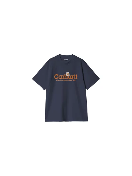 Carhartt WIP S/S Label Script T-Shirt Blue Mężczyźni Koszulki Carhartt WIP Size: XL niebieski