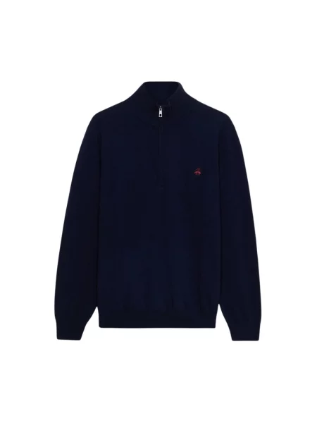 Kardigan Brooks Brothers wełniany z logo niebieski