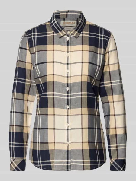 Bluzka koszulowa o kroju regular fit z czystej bawełny model BREDON' Barbour granatowa