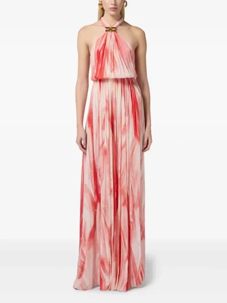 Rochie maxi Elisabetta Franchi cu imagine cu imprimeu abstract roșu