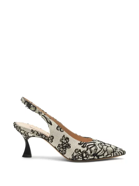 Pantofi cu toc Casadei cu model floral din dantelă slingback alb