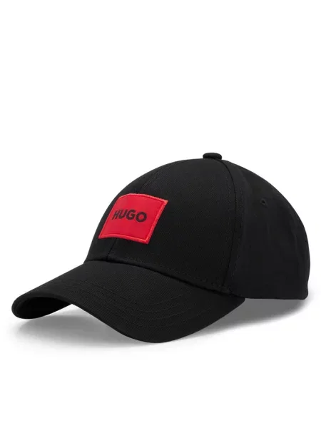 Czapka z daszkiem i naszywką z logo Hugo czarna