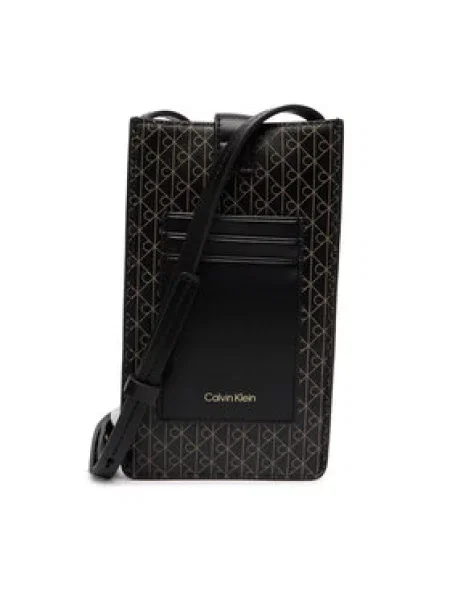 Torbica za telefon Calvin Klein Emblem Aop Phone Crossbody črna