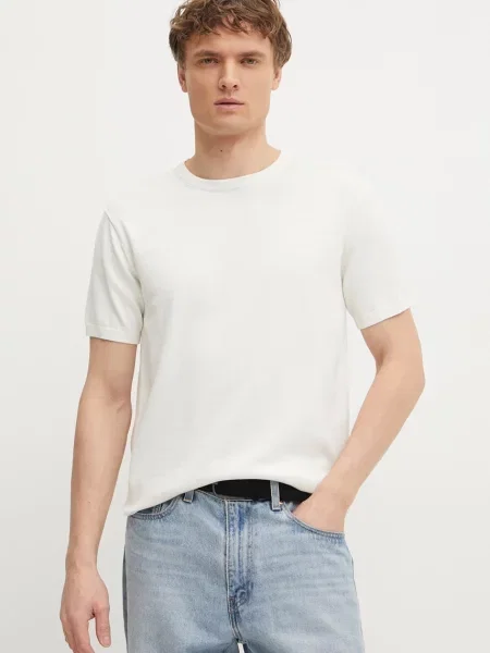 Bombažen pulover Calvin Klein bež
