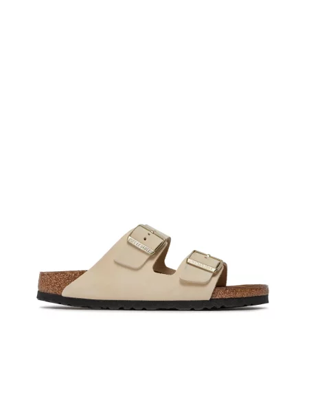Klapki Birkenstock skórzane klasyczne beżowe