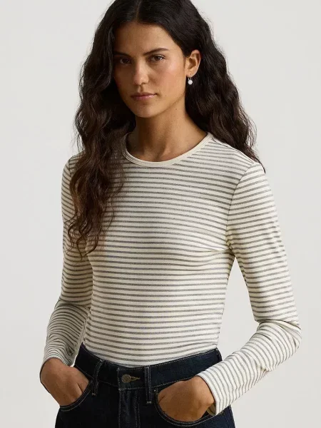 Tricou cu mânecă lungă Lauren Ralph Lauren bej