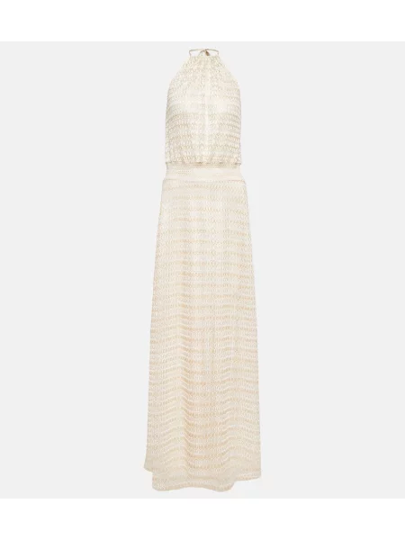 Rochie maxi Melissa Odabash cu gât halter de costum auriu