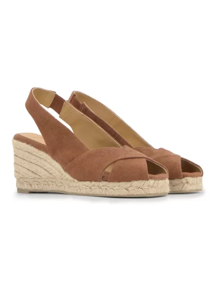 Espadryle Castaner z otwartym noskiem brązowe