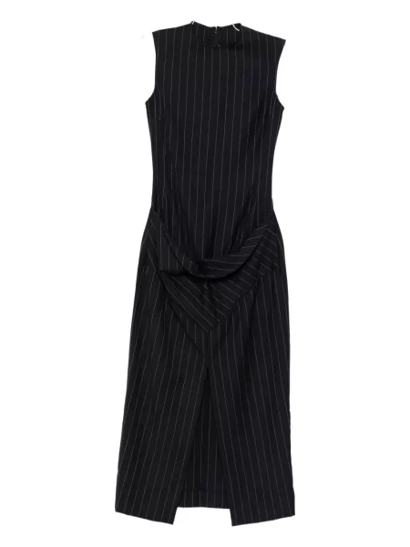 Prugasta midi haljina Burc Akyol bez rukava iznad koljena plava