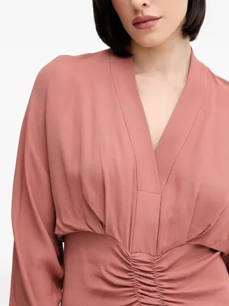 Rochie midi Sandro Ferrone cu decolteu în V până la genunchi de costum roz