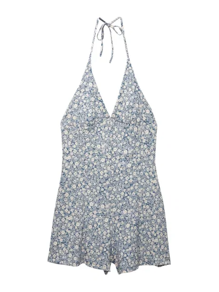 Pull&Bear Salopeta albastru alb