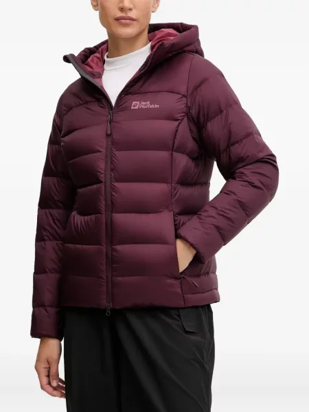 Geacă cu puf Jack Wolfskin cu glugă violet