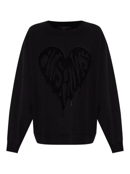 Hanorac Allsaints cu motiv cu inimi negru