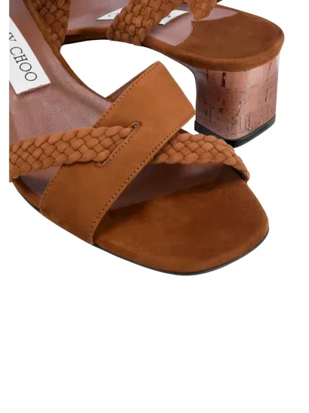 Sandale Jimmy Choo țesuți cu bretele maro