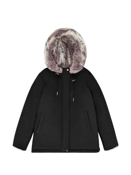 Garnitură de blană geacă parka Canadiens cu glugă cu blană negru