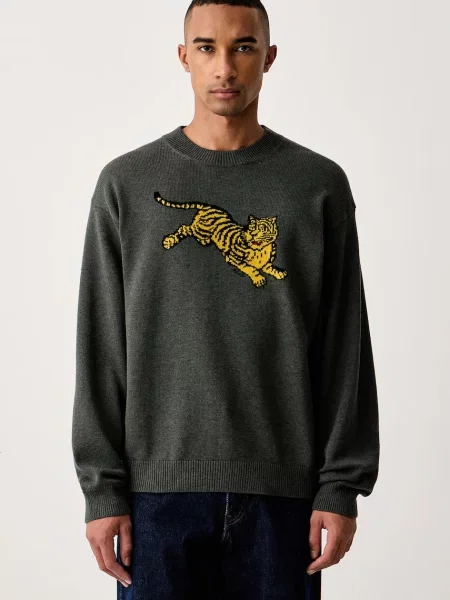 Kenzo pulover pentru bărbați cu lână verde