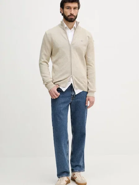 Gant cardigan din bej