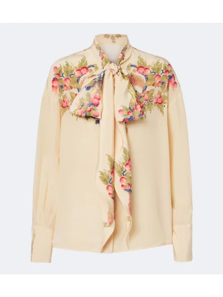 Bluză Etro de mătase cu model floral bej