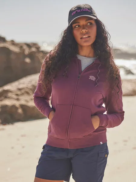 Nikki zapinana na organiczna bluza z kapturem Burgundy